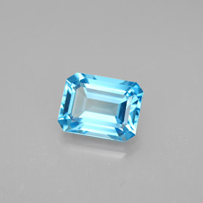 Topázio azul natural 2,15ct, corte esmeralda, VVS-VS