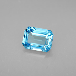 Topázio azul natural 1,92ct, corte esmeralda, VVS-VS