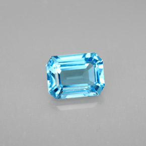 Topázio azul natural 1,92ct, corte esmeralda, VVS-VS