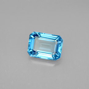Topázio azul natural 1,89ct, corte esmeralda, VVS-VS