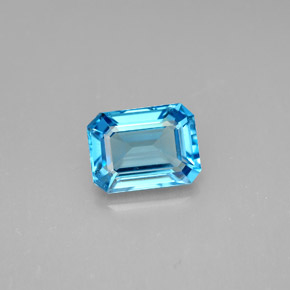 Topázio azul natural 1,89ct, corte esmeralda, VVS-VS