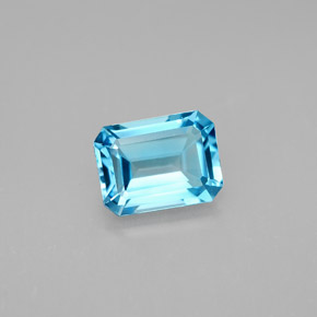 Topázio azul natural 1,99ct, corte esmeralda, VVS-VS