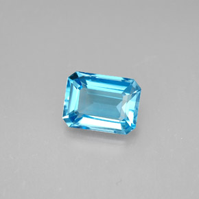 Topázio azul natural 2,04ct, corte esmeralda, VVS-VS