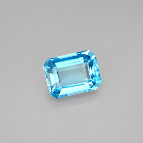 Topázio azul natural 2,04ct, corte esmeralda, VVS-VS