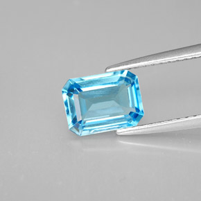 Topázio azul natural 1,80ct, corte esmeralda, VVS-VS