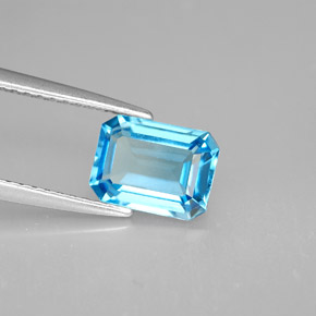 Topázio azul natural 1,80ct, corte esmeralda, VVS-VS