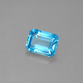 Topázio azul natural 2,06ct, corte esmeralda, VVS
