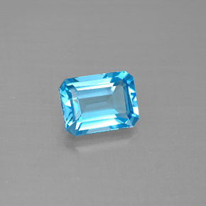 Topázio azul natural 2,06ct, corte esmeralda, VVS