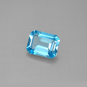 Topázio azul natural 1,74ct, corte esmeralda, VVS-VS