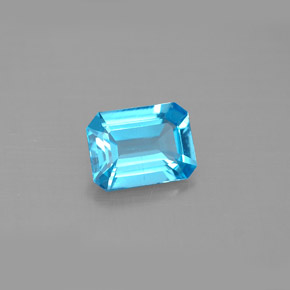 Topázio azul natural 1,62ct, corte esmeralda, VS