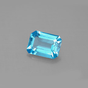 Topázio azul natural 1,62ct, corte esmeralda, VS