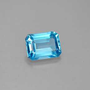 Topázio azul natural 1,86ct, corte esmeralda, VVS-VS