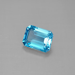 Topázio azul natural 1,86ct, corte esmeralda, VVS-VS