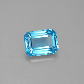 Topázio azul natural 1,87ct, corte esmeralda, VVS-VS