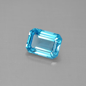 Topázio azul natural 1,87ct, corte esmeralda, VVS-VS