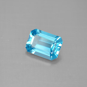 Topázio azul natural 1,73ct, corte esmeralda, VVS
