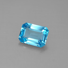 Topázio azul natural 1,85ct, corte esmeralda, VVS