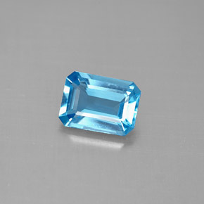 Topázio azul natural 1,70ct, corte esmeralda, VVS-VS