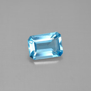 Topázio azul natural 1,70ct, corte esmeralda, VVS-VS