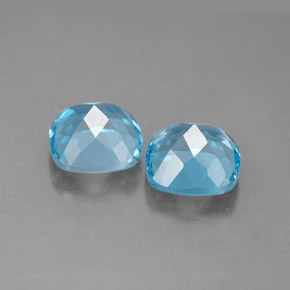 Pedras preciosas de topázio azul natural de  ct, almofada cortada, VVS-VS