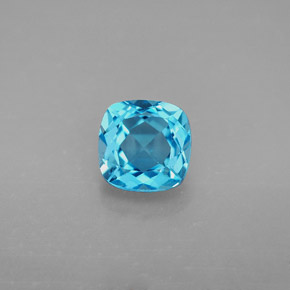 Topázio azul natural 2,06ct, almofada cortada, VVS-VS