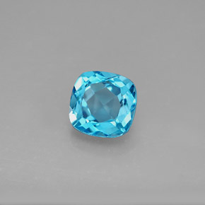 Topázio azul natural 2,06ct, almofada cortada, VVS-VS