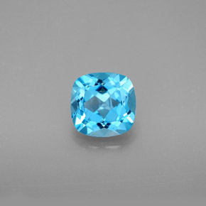Topázio azul natural 1,87ct, almofada cortada, VVS-VS