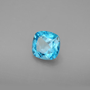 Topázio azul natural 1,87ct, almofada cortada, VVS-VS