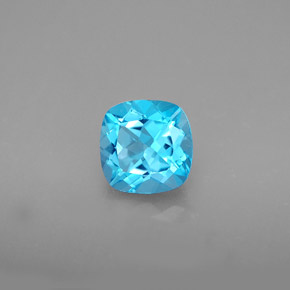 Topázio azul natural 1,78ct, almofada cortada, VVS-VS