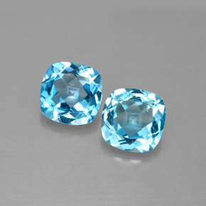 Pedras preciosas de topázio azul natural de  ct, almofada cortada, VVS-VS