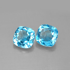 Pedras preciosas de topázio azul natural de  ct, almofada cortada, VVS-VS