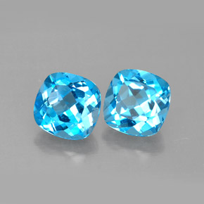 Pedras preciosas de topázio azul natural de  ct, almofada cortada, VVS-VS