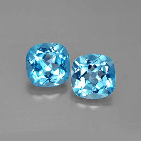 Pedras preciosas de topázio azul natural de  ct, almofada cortada, VVS-VS