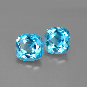 Pedras preciosas de topázio azul natural de  ct, almofada cortada, VVS-VS