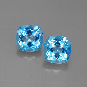Pedras preciosas de topázio azul natural de  ct, almofada cortada, VVS-VS