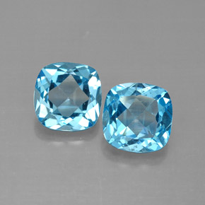 Pedras preciosas de topázio azul natural de  ct, almofada cortada, VVS-VS
