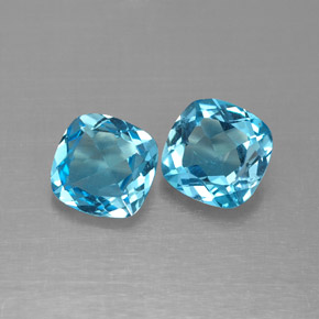 Pedras preciosas de topázio azul natural de  ct, almofada cortada, VVS-VS