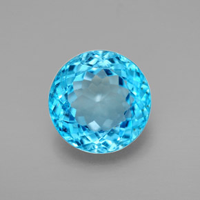 Topázio azul natural 3,29ct, corte redondo, VVS-VS