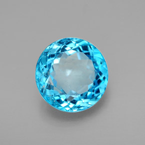 Topázio azul natural 3,29ct, corte redondo, VVS-VS