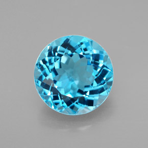 Topázio azul natural 3,42ct, corte redondo, VVS-VS