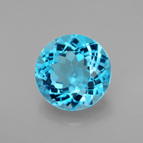 Topázio azul natural 3,42ct, corte redondo, VVS-VS