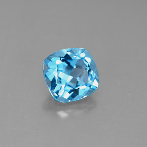 Topázio azul natural 1,93ct, almofada cortada, VVS-VS
