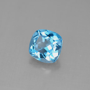 Topázio azul natural 1,93ct, almofada cortada, VVS-VS