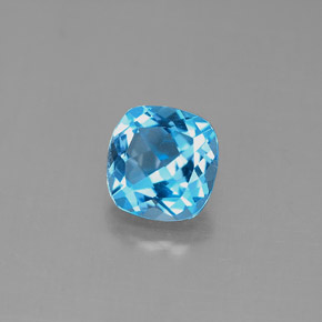 Topázio azul natural 1,84ct, almofada cortada, VVS-VS