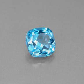 Topázio azul natural 1,84ct, almofada cortada, VVS-VS