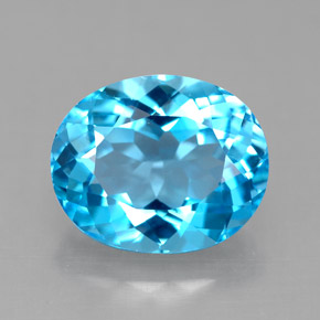 Topázio azul natural 4,73ct, corte oval, VVS-VS