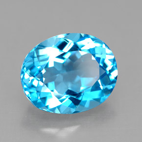 Topázio azul natural 4,73ct, corte oval, VVS-VS