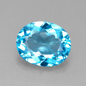 Topázio azul natural 4,14ct, corte oval, VS