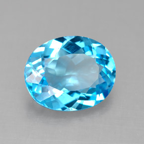 Topázio azul natural 4,14ct, corte oval, VS