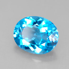 Topázio azul natural 4,23ct, corte oval, VS